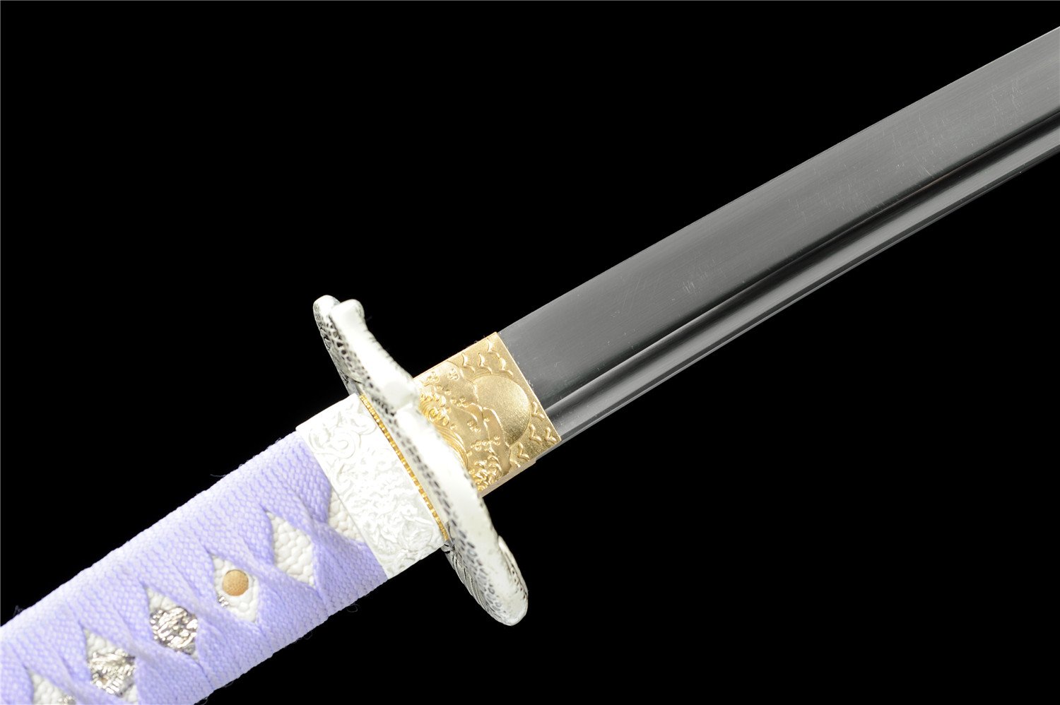 white snake inspired medium carbon steel katana: 73cm blade length, 26cm handle & exquisite brocade box white snake inspired medium carbon steel katana: 73cm blade length, 26cm handle & exquisite brocade box