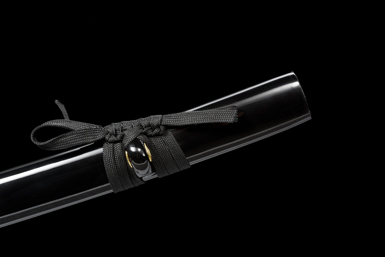 28-Inch Handmade Knife - Medium Carbon Steel Blade (Full Groove, Decorative Notches, Cutting Lines) + Black Glossy Scabbard (Imitation Conch Inlay Pattern) - Image 5