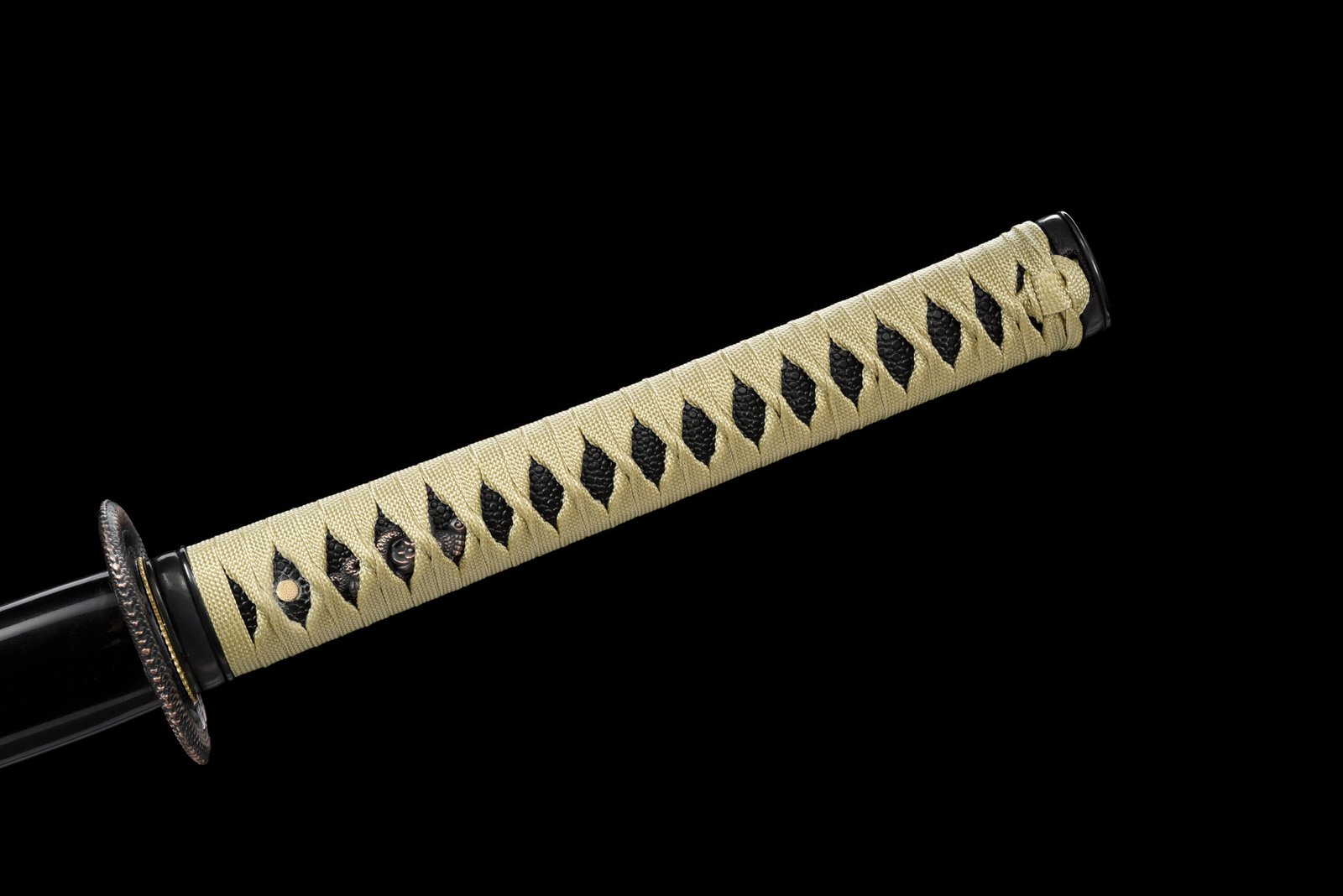 28-Inch Handmade Knife - Medium Carbon Steel Blade (Full Groove, Decorative Notches, Cutting Lines) + Black Glossy Scabbard (Imitation Conch Inlay Pattern) - Image 8